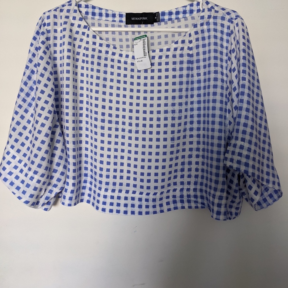 Mink pink white and purple crop top size medium